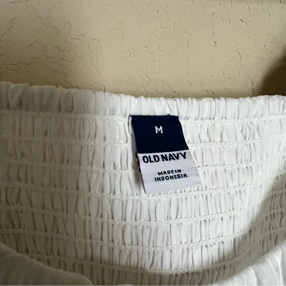 Old Navy White Puff Sleeve Cropped Blouse